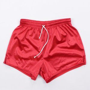 NOS 80s Mens Small Silky Running Soccer Shorts Red